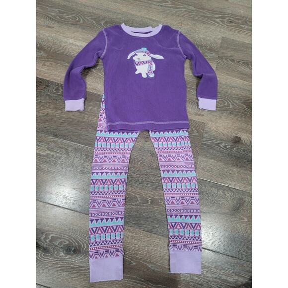 Kirkland Girls Holiday Winter Bunny Rabbit Purple Pjs Pajamas size 7 #6 - Picture 1 of 3